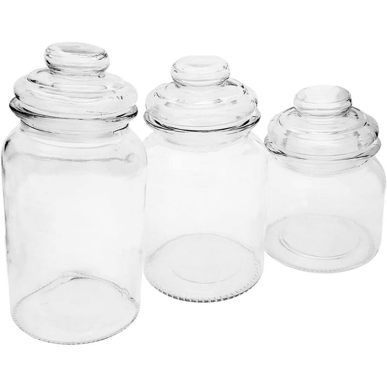 Decorative Clear Glass Kitchen Counter Top Canister Set - Cookies