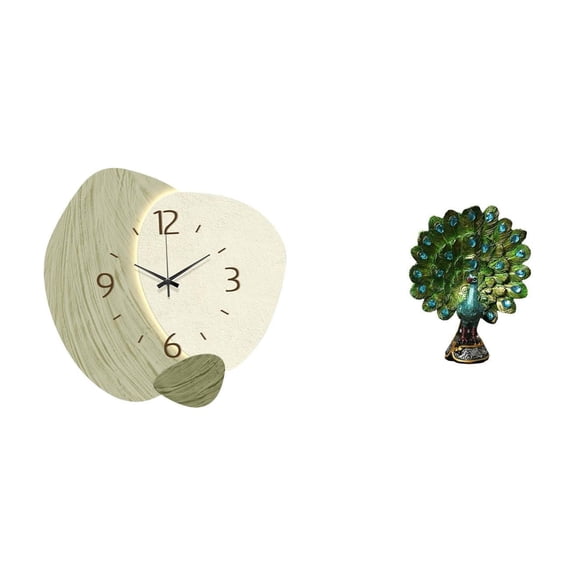 Decorative Clock Wall Peacock Statue Resin Silent Feature for Bedroom Office Living Room Farmhouse Shelf