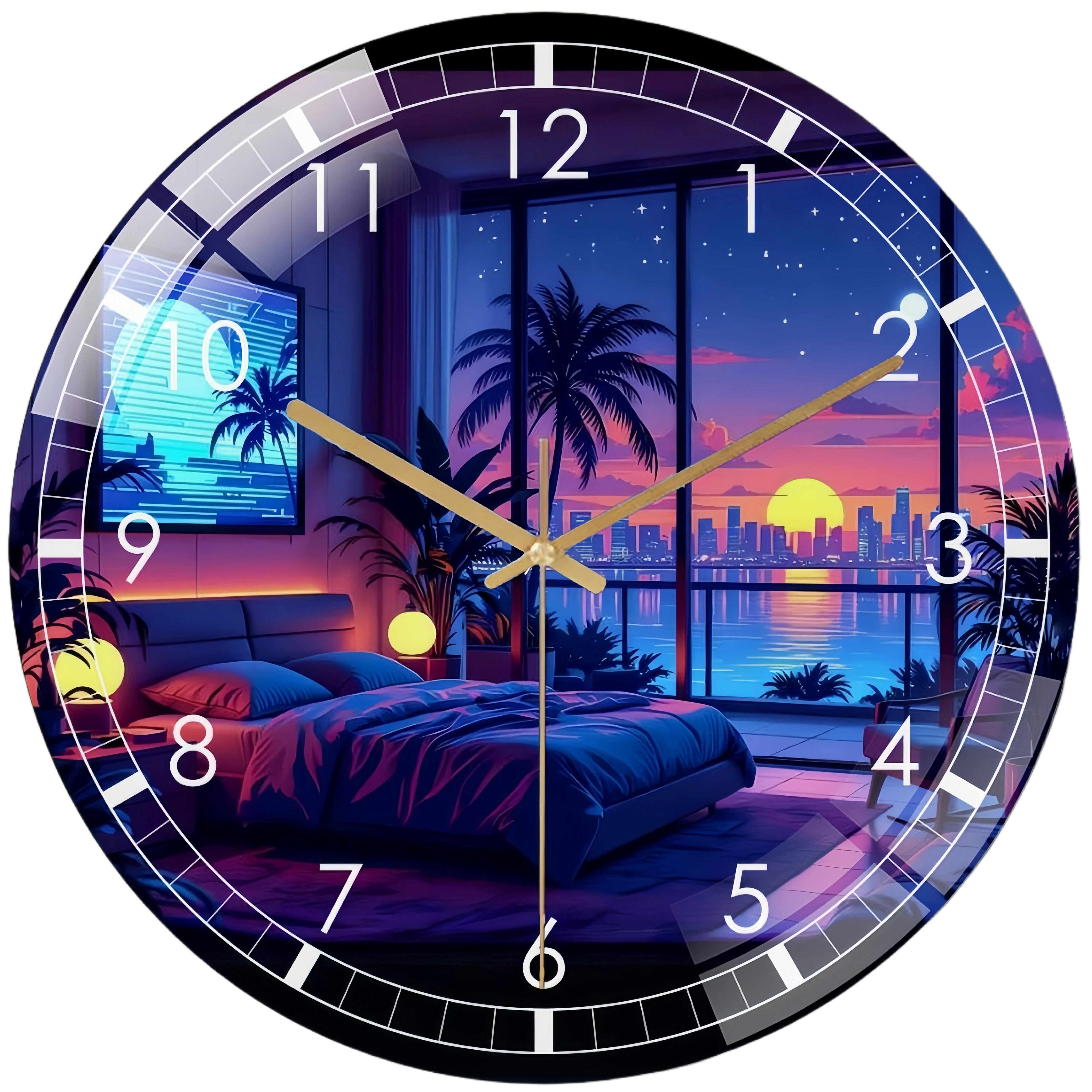 Decorative Clocks: City View from Window Glass Wall Clock, RNatural ...