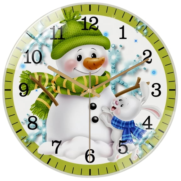 Decorative Clocks: Friends Snowman Glass Wall Clock ,Home DecorWall Clock for Homes, Bars, Offices, Man Caves, Garages, And Living Rooms. Also Makes A Great Gift. Style 12×12inch(30×30cm)