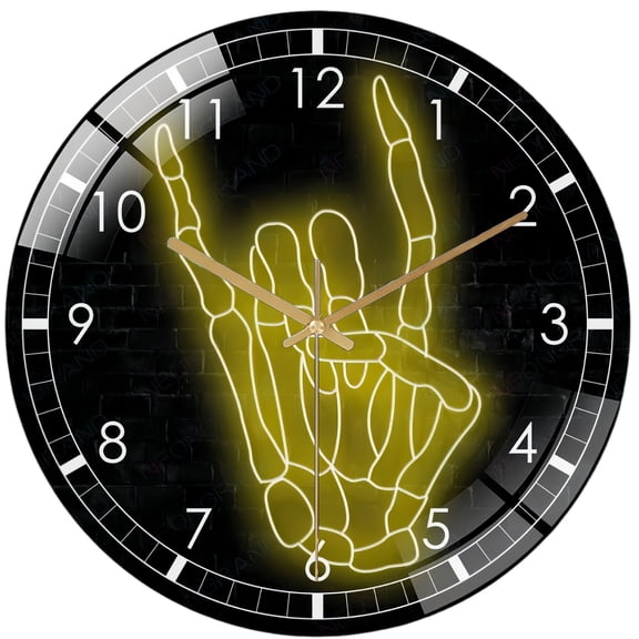 Decorative Clocks: Hallo-ween Skellihand Glass Wall Clock, Skeleton Hand Wall Clock for Home Decor Wedding Gift Decor. Hallo-ween Valentine Gift, Skull Lover Gift, Gothic Home Decor, Wedding Gift
