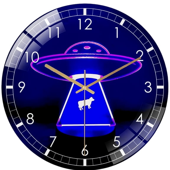 Decorative Clocks: Light Up Spaceship Glass Wall Clock – Fun Gift Home Wall Clock for Home Decor, Kids Room Decor, Space Wall Art, Christmas Gift for Bedroom, Game Room, Man Cave, Party Decor, Gift