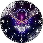 Decorative Clocks Oni Mas K Glass Wall Clock  Japanese Hannya Demon Mask Wall Clock for Haunted House & Party Decor for Homes, Bars, Offices, Man Caves, Garages, And Living Rooms .esthetic Gifts