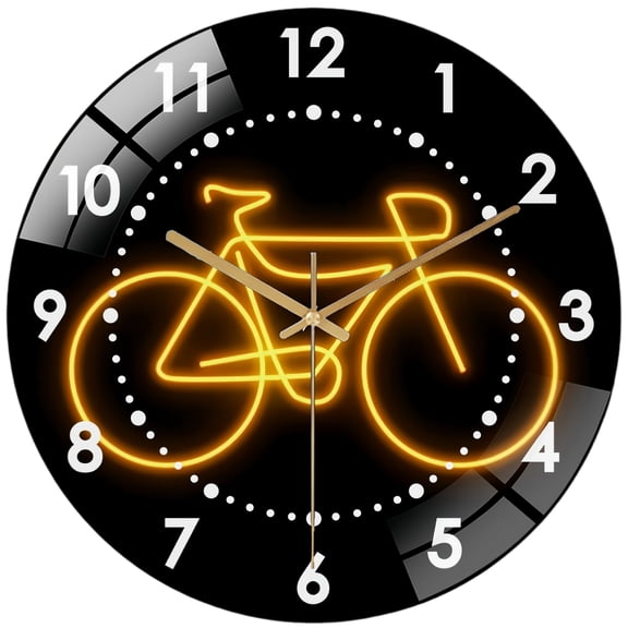 Decorative Clocks: Orange Bicycle Bike Sport Glass Wall Clock ,Bicycle Bike  Bedroom Bar    Wall Clock for Home Decor, Christmas Gift . Game Room,  Cave, Party Decor, Bicycle Decor Rider Decoratio