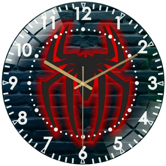 Decorative Clocks: Spider Wall Art Glass Wall Clock, Spider Hallo-ween Decor Wall Clock for Homes, Bars, Offices, Man Caves, Garages, And Living Rooms .Also Makes A Great Gift. Style 12×12inch