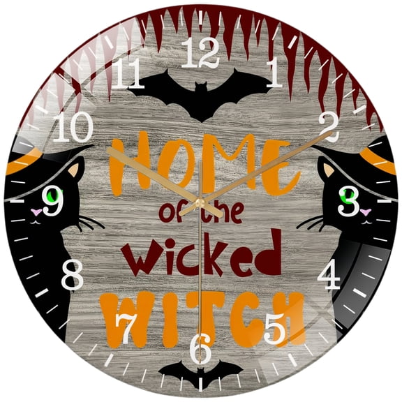 Decorative Clocks:Wicked Witch Glass Wall Clock, Hallo-ween Decor Wall Clock for Homes, Bars, Offices, Man Caves, Garages, And Living Rooms. Also Makes A Great Gift. Style