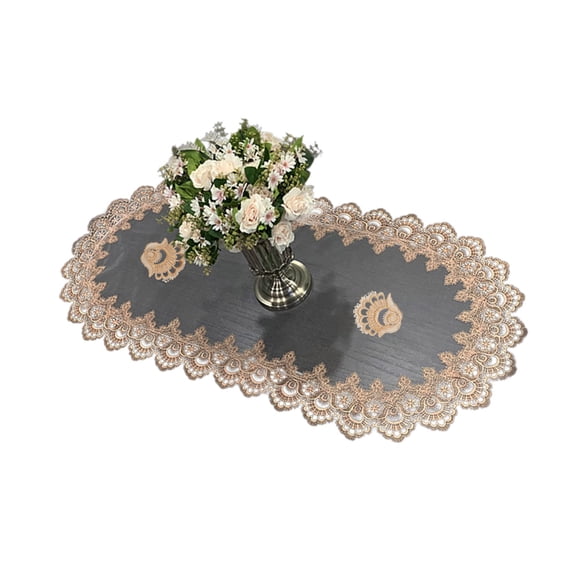 Decorative Coffee Table Cover Polyester Fabric Embroidery Lace Trim Tablecloth Easy Maintenance Home Decors Essential