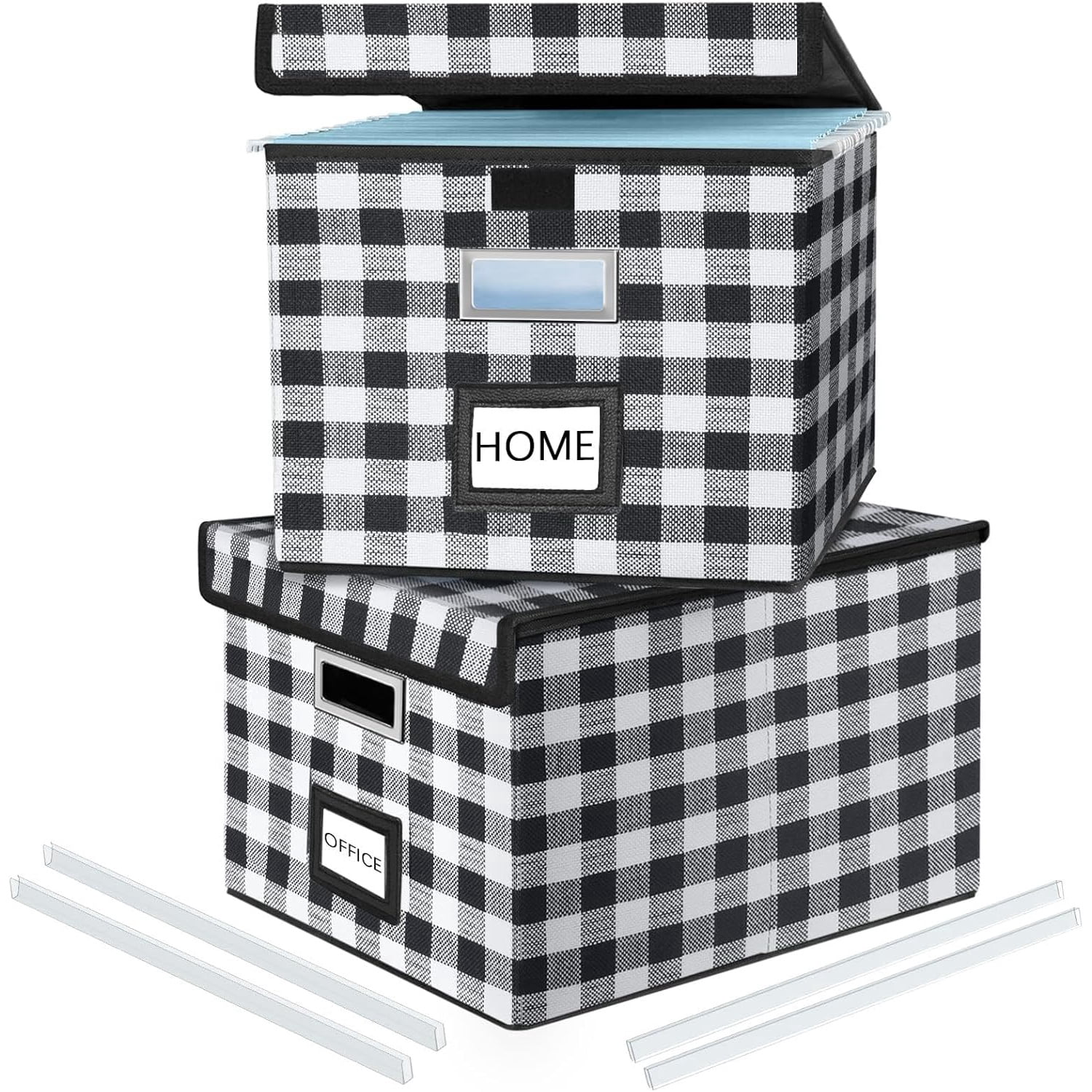 Decorative Collapsible File Storage Organizer Boxes with Lids, Hanging ...