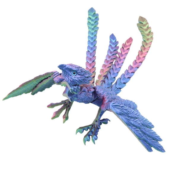 Decorative Collectible Phoenixes Statue 3D Printed Poseable Wing Room Art Accent
