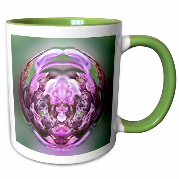 3drose, Decorative Colorful Garden Botanic Paperweight Globe Abstract Flower Sw Southwest Cactus, 15oz Two-tone Green Mug