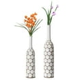 thumbnail image 1 of Decorative Contemporary Floor Vase White Carved Divot Bubble Design with Tall Neck, Set of 2, 1 of 7