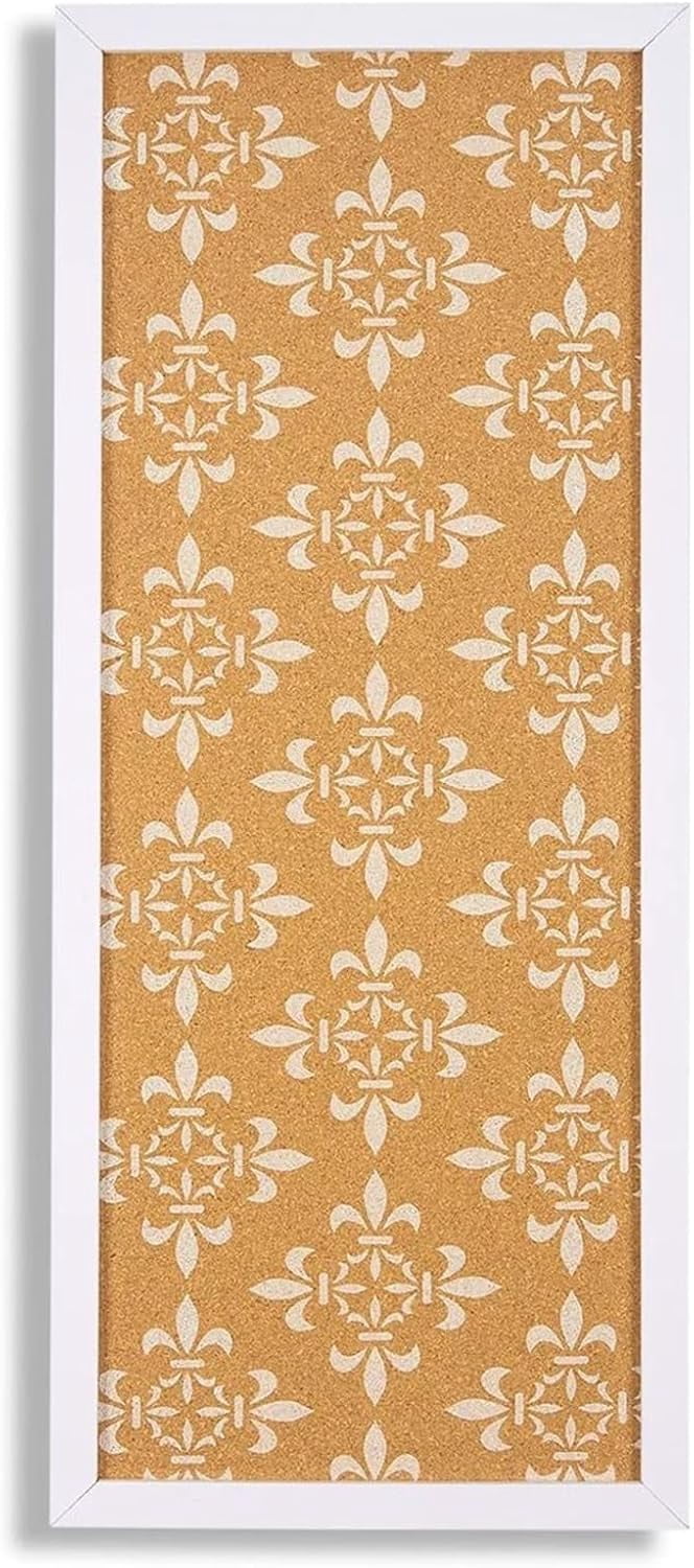 Decorative Cork Bulletin Boards for Walls (10 x 24 in) - White Frame Pin Board for Office, Bedroom & Room Decor