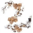 thumbnail image 1 of Decorative Cotton Ball Holiday Garland with Canvas Bow Tie Appliques, 1 of 4