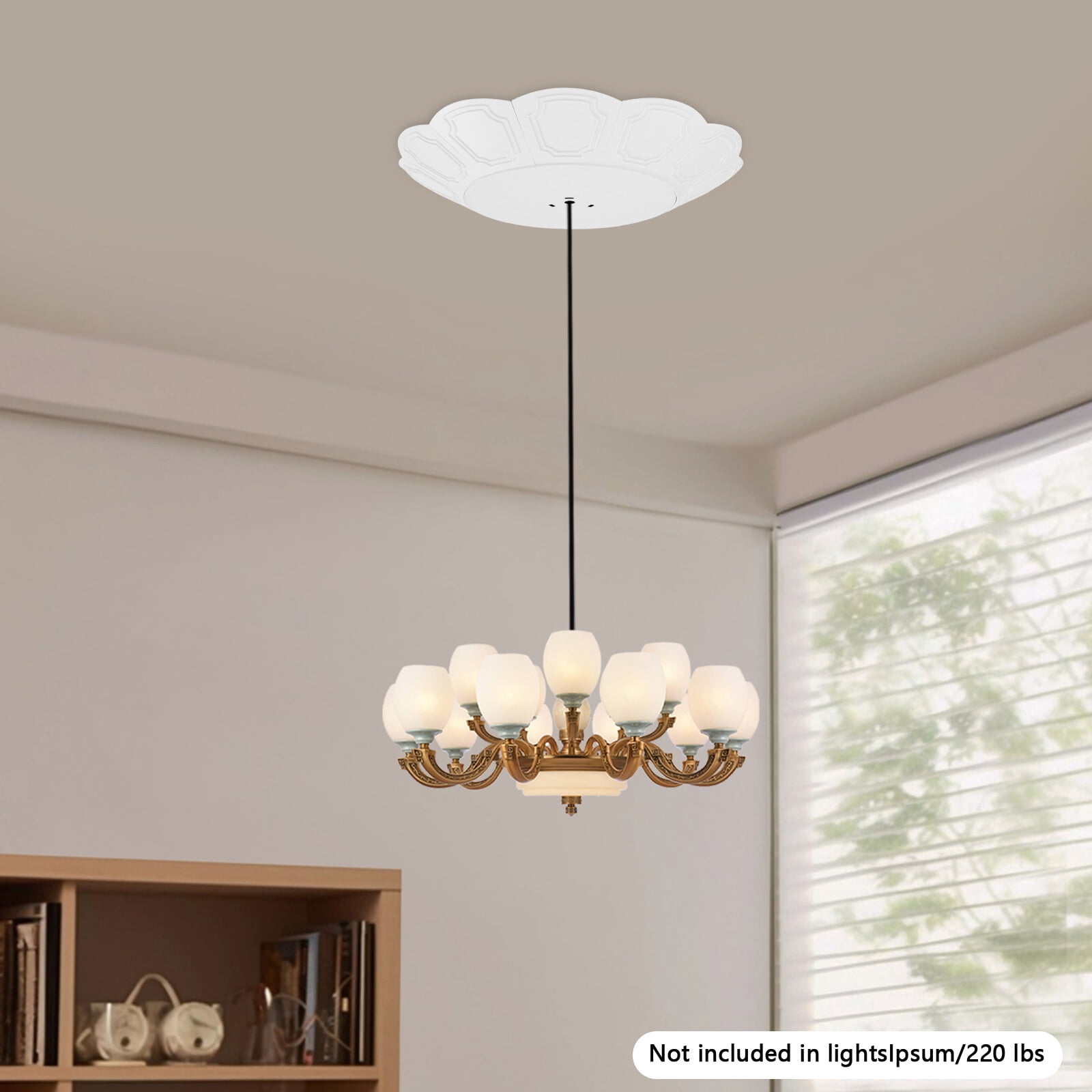 Decorative Cover, Chandelier Hoist Lifter Covers, Chandelier Decorative Cover(White), Round, Petal-shaped