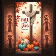 thumbnail image 1 of Decorative Cross Fall for Jesus Autumn Leaves Pumpkin Banner for Thanksgiving Church Celebration Religious Events, 1 of 9