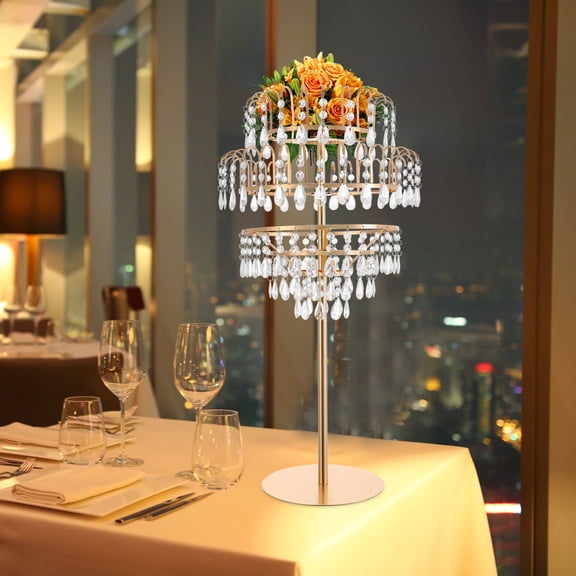 Decorative Crystal Stand, 75cm Fountain-shaped Design with Gold Finish, Multi-tier Display for Parties and Special Occasions