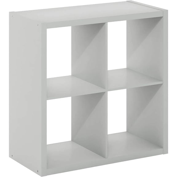 Decorative Cube Storage Organizer - Open Back Design, Light Grey, 4-Cube