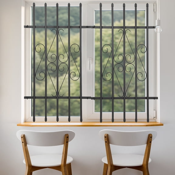 Decorative Curtain Rod, 2-Pack Heart Pattern Window Bar, Window Security Bars, 24x36 Inches, with Accessories, 0.6 Inch Thick, for Windows