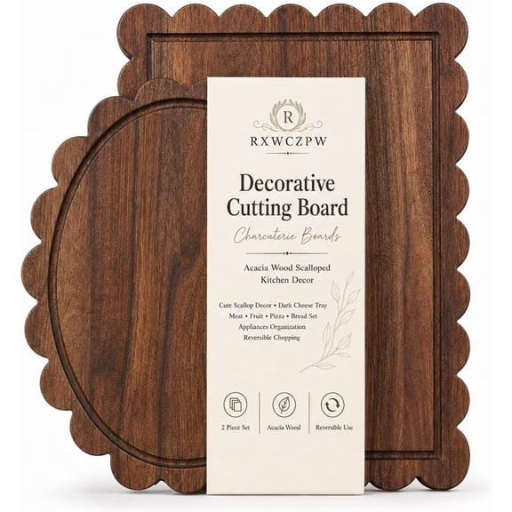 Decorative Cutting Board Charcuterie Boards Acacia Wood Scalloped Kitchen