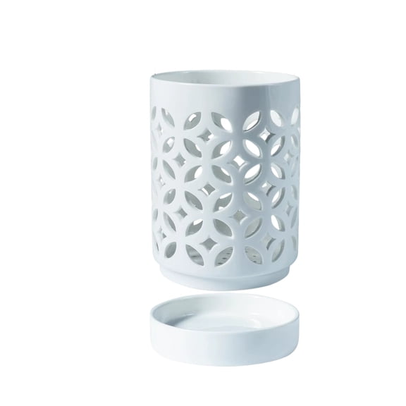 Decorative Cylindrical Planter Removable Tray Hollow Cutout Design Ceramics Material Indoor Succulents Tabletop Home Bathroom Decor