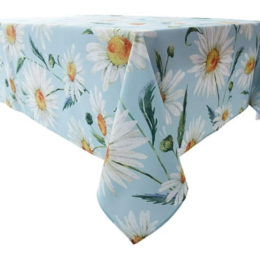 Decorative Daisy Floral Print Rectangle Tablecloth Waterproof Rectangular Table Cloth Wrinkle Free and Stain Resistant Tablecloths for Indoor and Outdoor(60 x 120 Inch Rectangular)