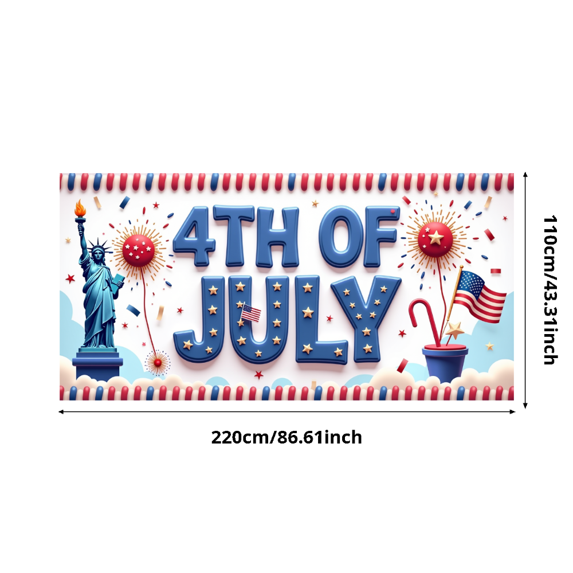 Decorative Design 4th of July Banner Patriotic Style Independence Day Party Decoration for Holiday Celebration Indoor Decoration Outdoor Event