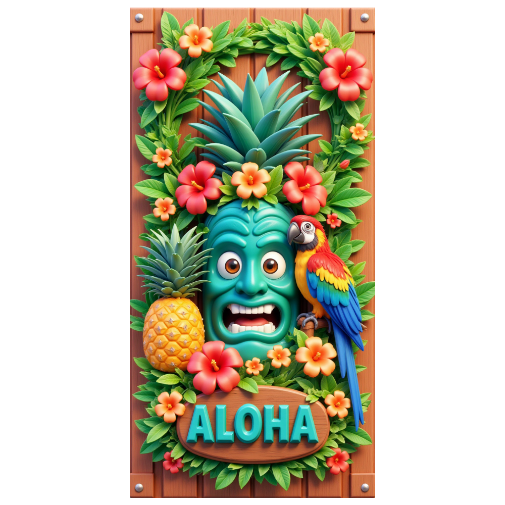 Decorative Design Aloha Banner Colorful Theme Tropical Floral Luau ...