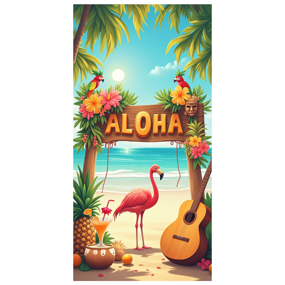 Decorative Design Aloha Beach Party Backdrop Tropical Theme Photography Backgrounds for Vacation Celebration Luau Party