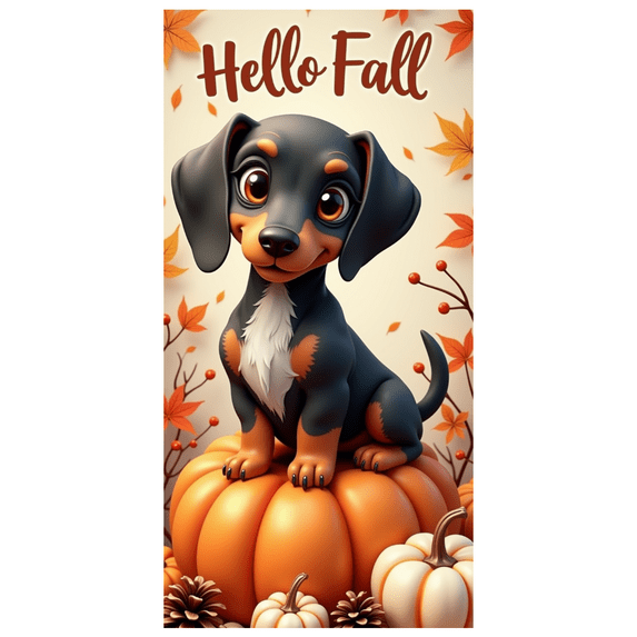 Decorative Design Autumn Banner Dachshund Fall Decoration for Seasonal Celebration Indoor Decor Outdoor Event
