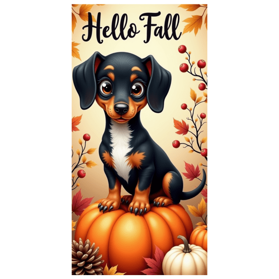 Decorative Design Autumn Banner Dachshund Fall Decoration for Seasonal Celebration Indoor Decor Outdoor Event
