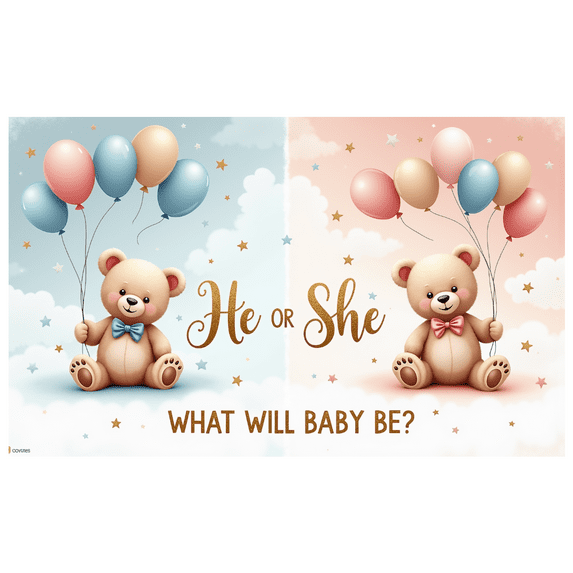 Decorative Design Baby Shower Banner Colorful Balloons Gender Reveal Teddy Bear Banner for Baby Shower Party Indoor Decoration Event Decoration