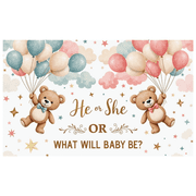 Decorative Design Baby Shower Banner Colorful Balloons Gender Reveal Teddy Bear Banner for Baby Shower Party Indoor Decoration Event Decoration
