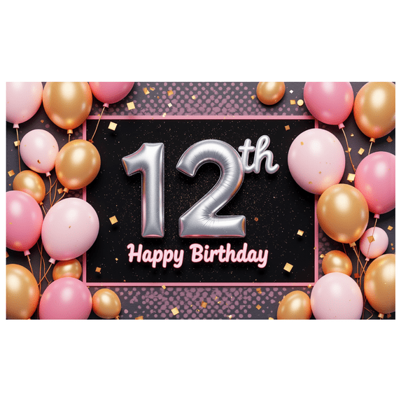 Decorative Design Banner Balloon Decoration 12th Birthday Banner Colorful Theme for Birthday Party Kids Celebration Indoor Decoration