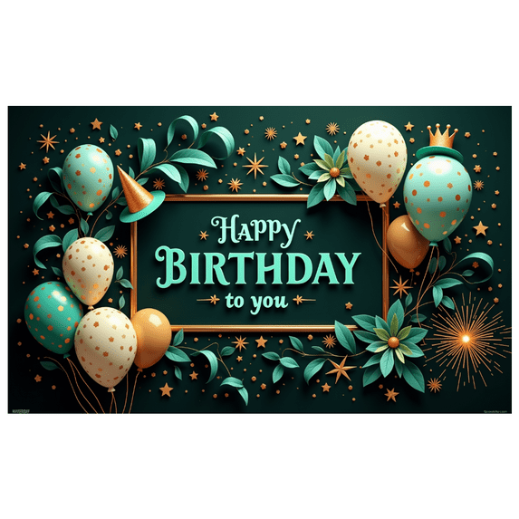 Decorative Design Banner Colorful Balloons Floral Elements Event Banner for Birthday Party Celebration Holiday