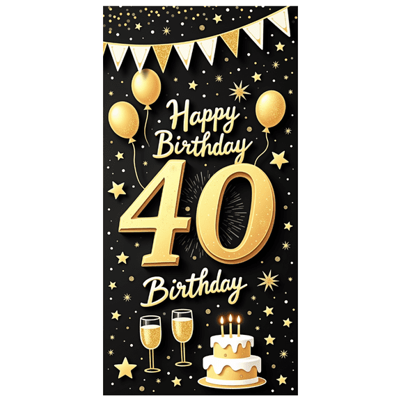 Decorative Design Banner Gold Theme Birthday Party Decoration Golden Balloons Cake for Birthday Party Indoor Celebration Photo Shoot