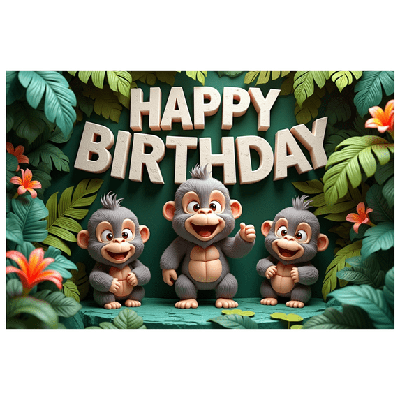 Decorative Design Banner Gorilla Theme Jungle Backdrop Party Decoration Celebration Banner for Kids Party Indoor Decoration Event Decoration