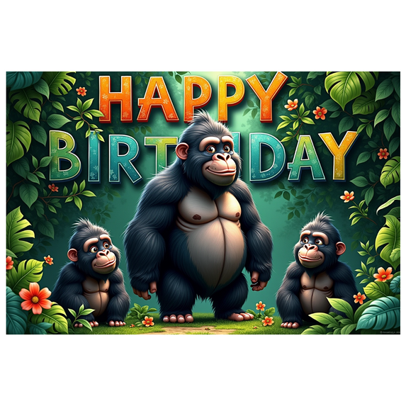 Decorative Design Banner Gorilla Theme Jungle Backdrop Party Decoration Celebration Banner for Kids Party Indoor Decoration Event Decoration