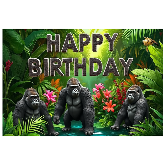Decorative Design Banner Gorilla Theme Jungle Backdrop Party Decoration Celebration Banner for Kids Party Indoor Decoration Event Decoration