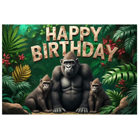 Decorative Design Banner Gorilla Theme Jungle Backdrop Party Decoration Celebration Banner for Kids Party Indoor Decoration Event Decoration