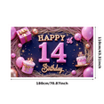 thumbnail image 1 of Decorative Design Birthday Banner Cake Decoration Happy 14th Party Backdrop Polyester Material for Birthday Party Celebration Kids Party, 1 of 7