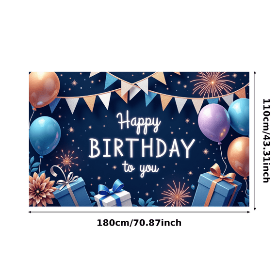 Decorative Design Birthday Banner Colorful Balloons Party Backdrop Festive Fireworks for Celebration Indoor Event Decoration