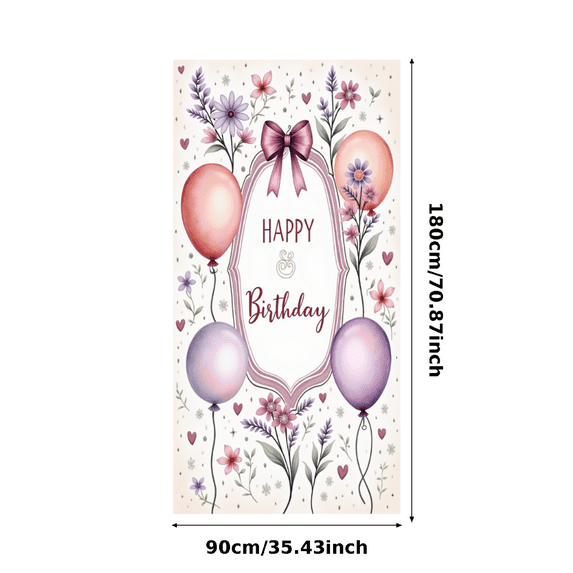 Decorative Design Birthday Banner Floral Theme Polyester Material Party Backdrop Balloon Decoration for Birthday Party Celebration Indoor Decoration