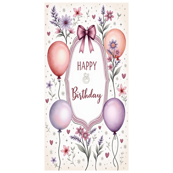 Decorative Design Birthday Banner Floral Theme Polyester Material Party Backdrop Balloon Decoration for Birthday Party Celebration Indoor Decoration