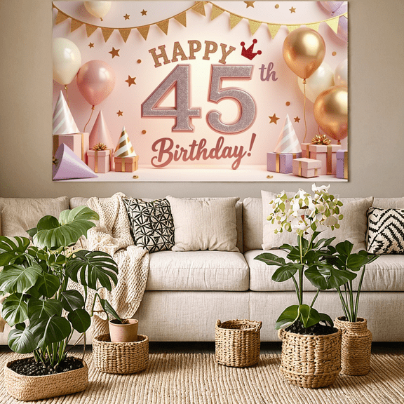 Decorative Design Birthday Banner Glitter Number Birthday Banner Polyester Material Birthday Decor for Birthday Party Milestone Event Celebration Indoor Decoration