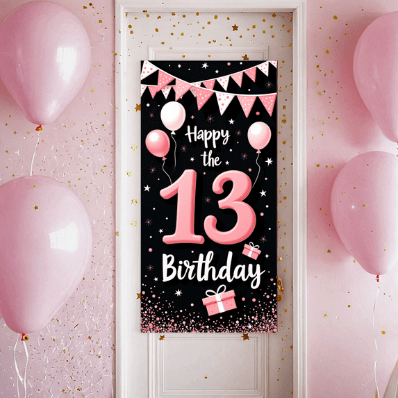 Decorative Design Birthday Party Banner Stunning 13 Colorful Theme Banner for Teenage Party Festive Event Indoor Use