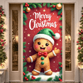 thumbnail image 1 of Decorative Design Christmas Banner Colorful Theme Holiday Decoration Gingerbread Design Merry Christmas Banner for Holiday Celebration Indoor Decoration Party Decoration, 1 of 9