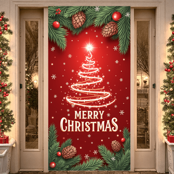 Decorative Design Christmas Banner Festive Decoration Holiday Backdrop Holiday Theme Celebration Decoration for Seasonal Decoration Indoor Celebration Party Decoration