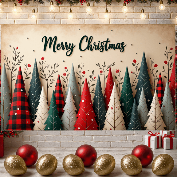 Decorative Design Christmas Banner Festive Decoration Merry Christmas Holiday Trees for Holiday Celebration Indoor Decoration Event Decoration