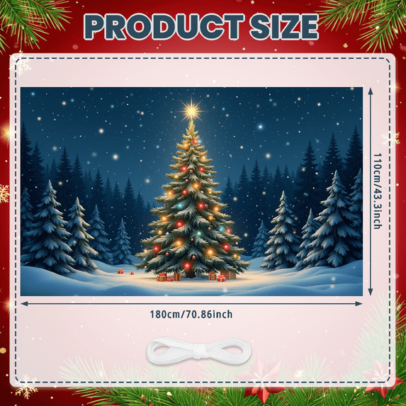 Decorative Design Christmas Banner Festive Theme Holiday Banner for Christmas Celebration Winter Decoration Indoor Party