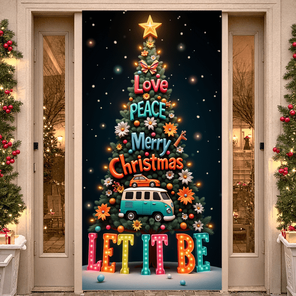Decorative Design Christmas Banner Holiday Theme LED Light Up Christmas Tree for Holiday Party Indoor Decoration Seasonal Celebration